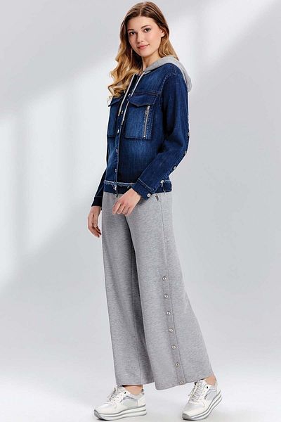 Guitar Wide Leg Gray Knitted Trousers