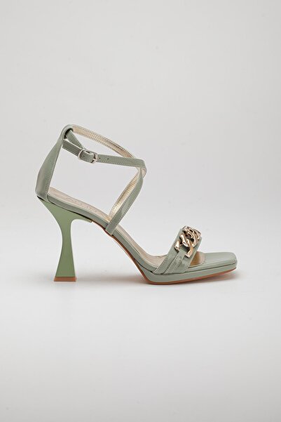 LİLLA Women's Angular Molded Stone Patent Leather Evening Dress Shoes