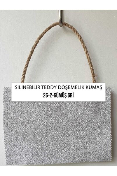 B'Dekor Silinebilir Teddy Peluş Döşemelik Koltuk Kumaşı-gümüş Gri (KOLTUK ÖRTÜSÜ - KIRLENT'E UYGUN)