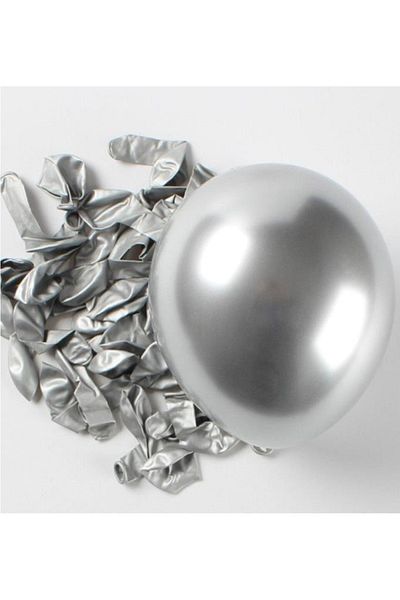 BeySüS 12 Inch Chrome Balloon - Set of 10 Silver