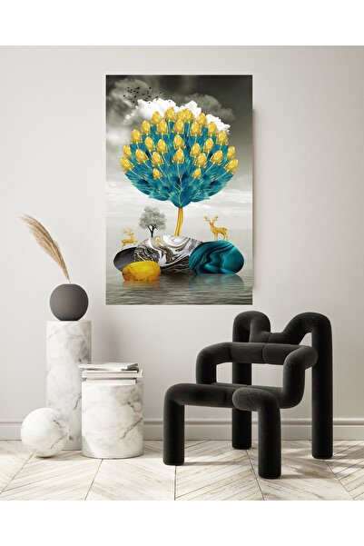 arajans Golden Deer Canvas Painting