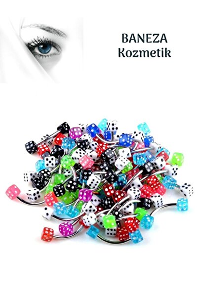 BANEZA Cerrahi Çelik 5 Adet Renkli Kare Zar Toplu Piercing Kulak Tragus Helix