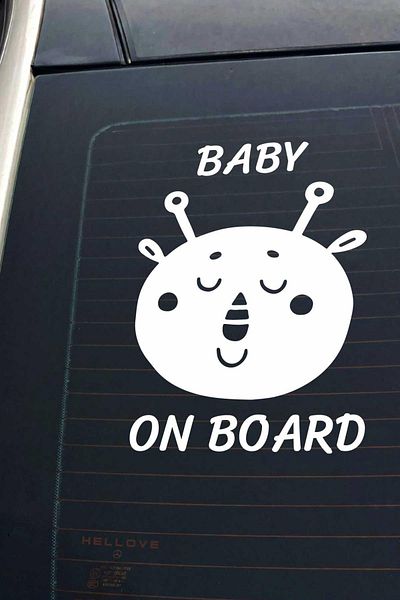 AVMmarketim Baby On Board Are a Baby Cute White Auto Sticker Autocolant pentru geam cu figuri de animale