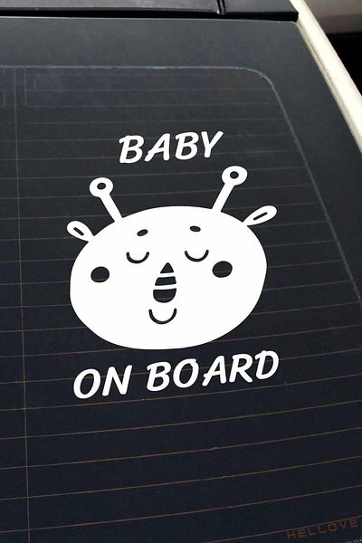 AVMmarketim Baby On Board Are a Baby Cute White Auto Sticker Autocolant pentru geam cu figuri de animale