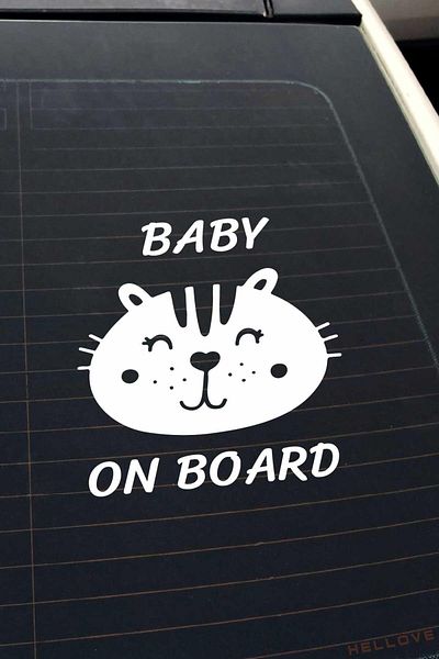 AVMmarketim Baby On Board Are a Baby Cute White Auto Sticker Autocolant pentru geam cu figuri de animale