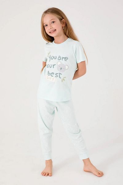Rolypoly Green Short Sleeve Girl's Pajama Set - 3089