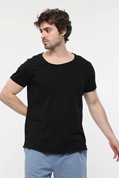 defys Ανδρικό κοντομάνικο μπλουζάκι με λαιμόκοψη μαύρο