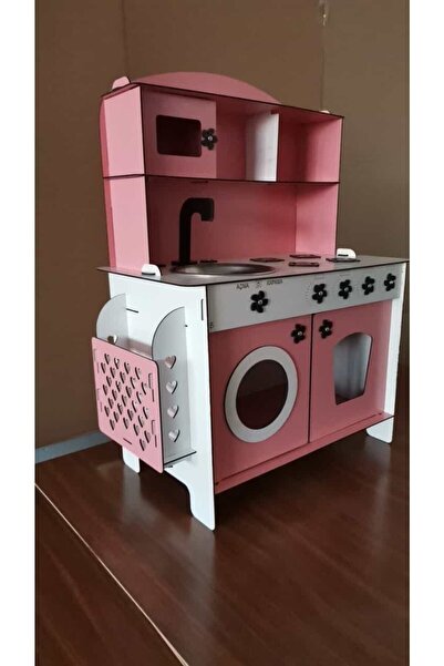 MURATAHŞAP Ahşap Oyuncak Mutfak Dolabı Pembe