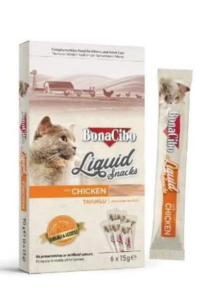 BonaCibo Tavuklu Atıştırmalık Sıvı Ödül 6 x 15 gr