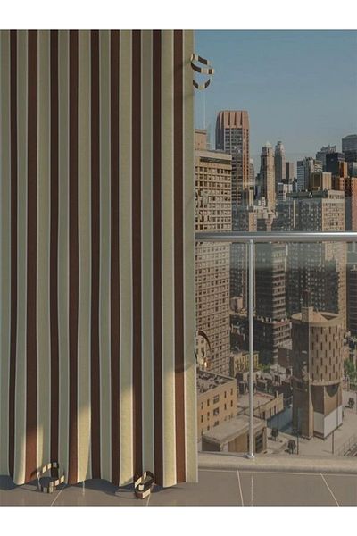 DEVRİM OLİVYA TEKSTİL Luxury Custom Sewing 1stClass Revolution Olivya Tarpaulin Balcony Curtain - cornice - laced - Brown Cream