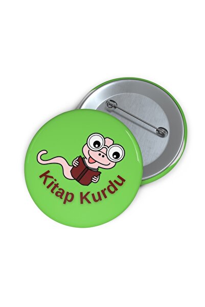 BaskıBazar ''kitap Kurdu'' Temalı Iğneli Rozet 58 Mm Metal Su Geçirmez Bskbzr