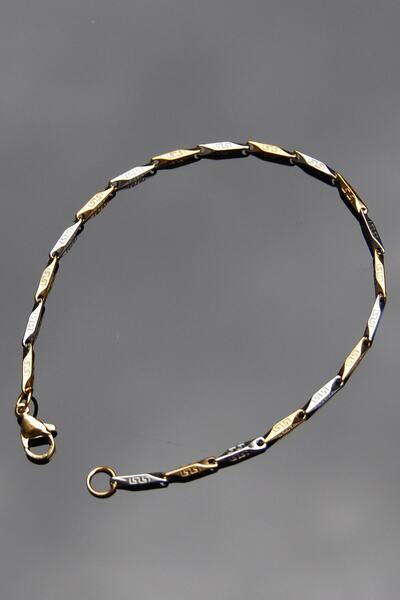 Rua Jewelry سوار من الفولاذ المقاوم للصدأ بسلسلة على شكل مثلث مكعب، لون فضي و...