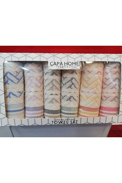 Çapa Home Gift Daily Dowry Set of 6 Hand and Face Towels 50 X 90