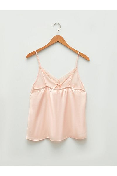 LC Waikiki Lcw V-Neck Lace Strap Satin Women's Sleepwear Top
