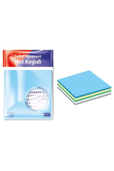 hobi market art Transparent Post-it Adhesive Note Paper 76x76 Mm5 Colors 100 Sheets