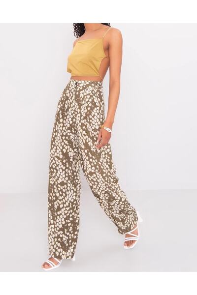 CAN ÇAPAR Pantaloni largi plisați kaki