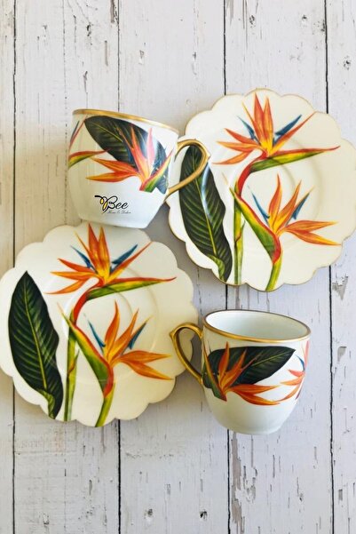 Arı Ev Iki Desenli Çift Desen Starliçe Lüx 2li Kahve Fincanı