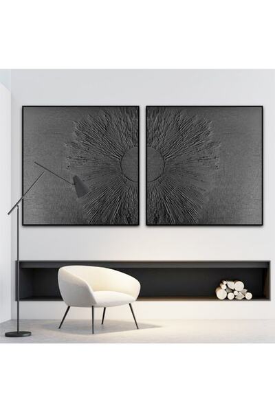Seja 2li Kabartma El Yapımı Modern Dokulu Rolyef Tablo (çerçeveli Tablo)