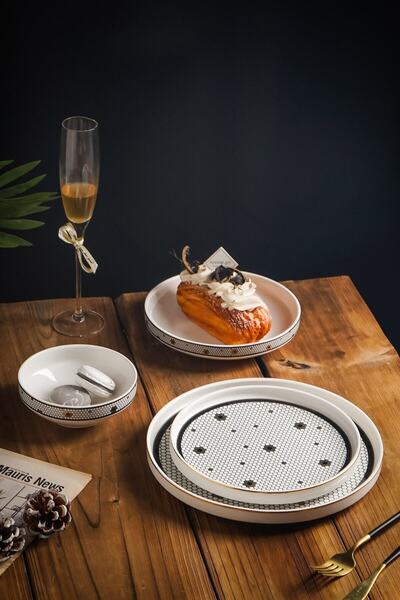 Muba Consept Emillia Modern Altın 24 Parça 6 Kişilik Porselen Yemek Takımı Yu...