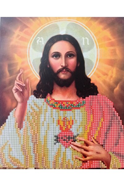 MENTAŞ Boncuklu Taşlı Mozaik Elmas Goblen Pano Tablo Resim Puzzle Dıamond Paıntıng 21x25 Yeşua Yosef Hz.isa