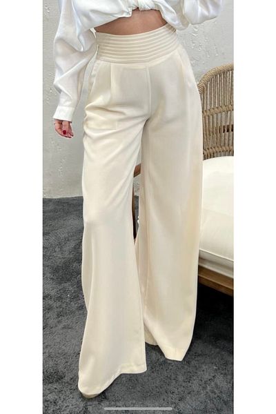 NFS BUTİK High Waist Pocket Crepe Fabric Trousers