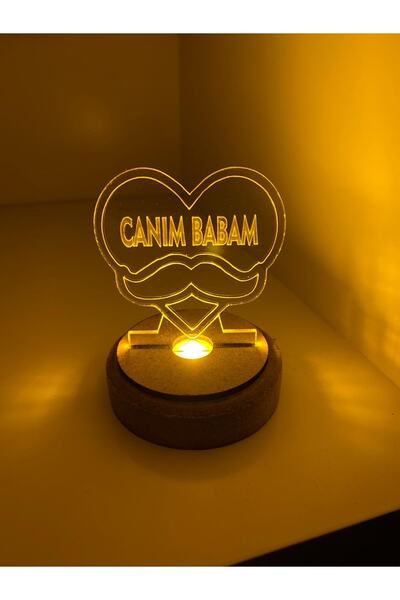 Elfora Babalar Günü Özel Işıklı 3d Kalp Canım Babam Yazılı Hediye Süs