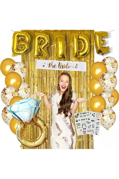 Bkmc Bride To Be Bachelorette Party Balon Ornament Gold- Bride To Be Party Set