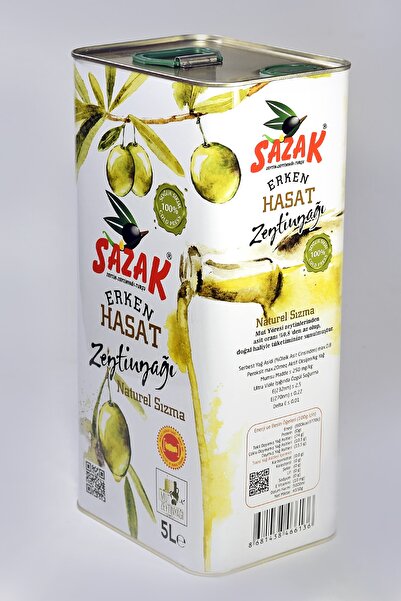 sazak zeytin zeytinyağı Erken Hasat Soğuk Sıkım Sızma Zeytinyağı 5 Lt