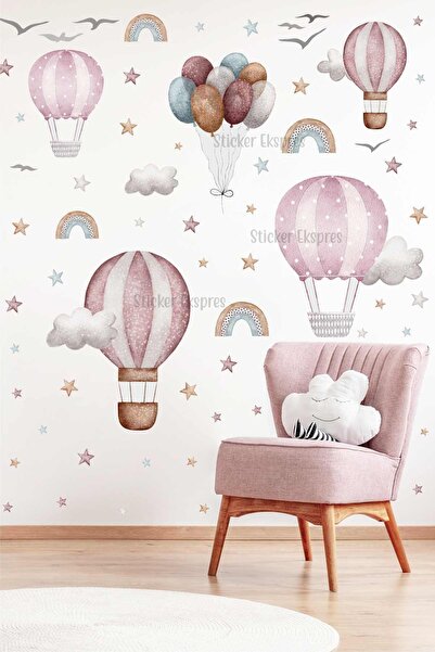 Sticker Ekspres Boho Balonlar Çocuk Odası Duvar Sticker Seti