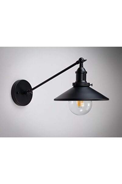 RİOLİGHT Retro 4,rustik,vintage Siyah 1xe27 Duylu Metal Duvar Aplik Şapka Çap...