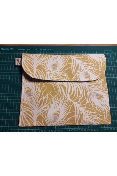 ATÖLYE MİLLA Yellow Feather Patterned Book Bag - Tablet Case