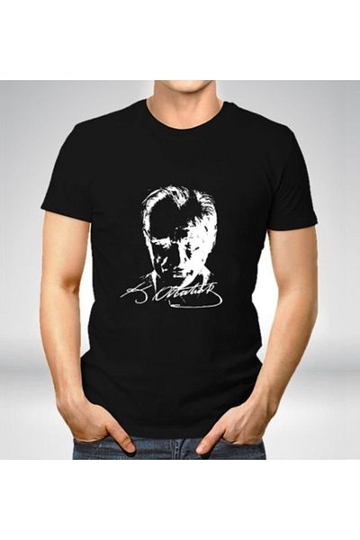 tahtakale marketi Black Atatürk T-Shirt Adult Atatürk Printed T-shirt