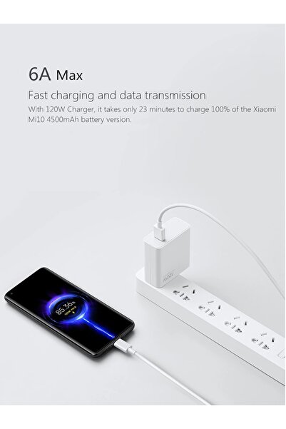Barça-Tech Xiaomi 120 Watt Turbo Hızlı Şarj Aleti Seti %100 Orjinal Qualcomm 5.0 Uyumlu Tüm Cihazlar Için