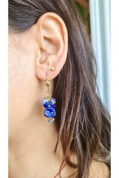 Atelier Çağla Natural Lapis Broken Stone Earrings