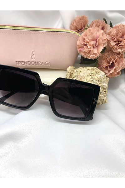 Di Caprio Montera Rectangular Black Women's Sunglasses