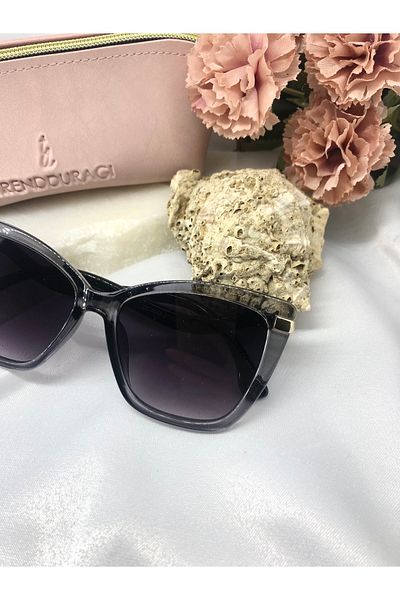 Di Caprio Laura Cat Eye Gray Women's Sunglasses with Gold Detail