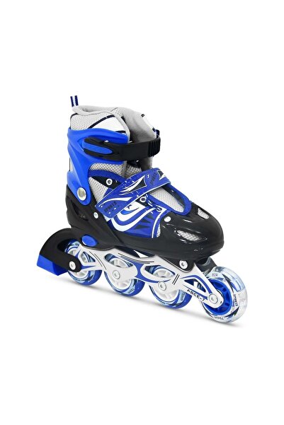 ır-es زلاجات زرقاء زلاجات مضاءة قابلة للتعديل 2+1 زلاجات للأطفال 30-33