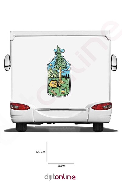 Dijitonline Karavan Kamp Baskı Sticker - Kamp Çadırı Sticker - Kamp Ateşi Sti...