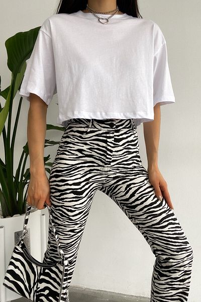 FEMELLE Women's White 100% Cotton Crop T-Shirt