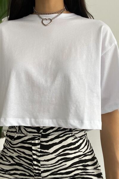 FEMELLE Women's White 100% Cotton Crop T-Shirt