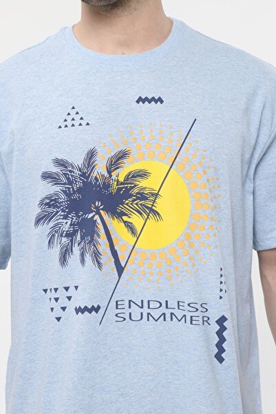 defys Чоловіча велосипедна сорочка з коротким рукавом Oversize Fit з принтом - Rio Mavi Melanj