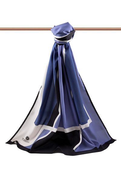Vissona Γυναικείο σάλι πολυτελείας Medina Silk Indigo-2