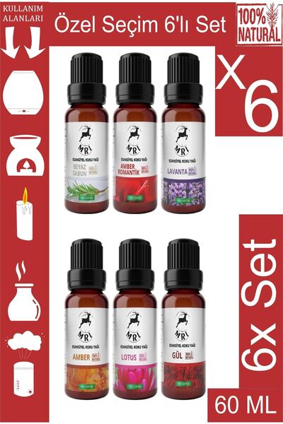 6'lı Set Özel Seçim Saf Esansiyel Uçucu Yağ Buhurdanlık Yağı 10ml6x1