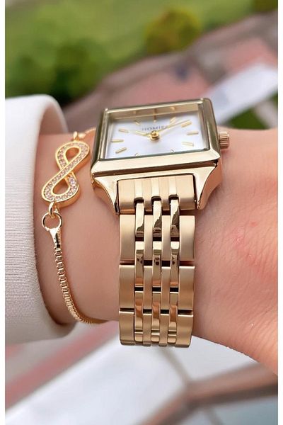 Homies Gold Colored Waterproof Women's Wristwatch - Bracelet 0850Hms 011274