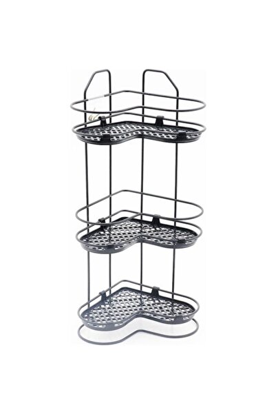 abnturk Lzr-625 Siyah 3 Katlı Zarif Banyo Köşeliği Duş Rafı Sabunluk Şampuanlık