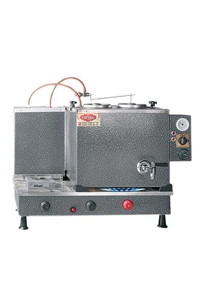 Tiryaki 2 Demlikli Meşale Tipi Tam Otomatik Doğalgazlı Çay Kazanı Gri Boyalı Çay Ocağı