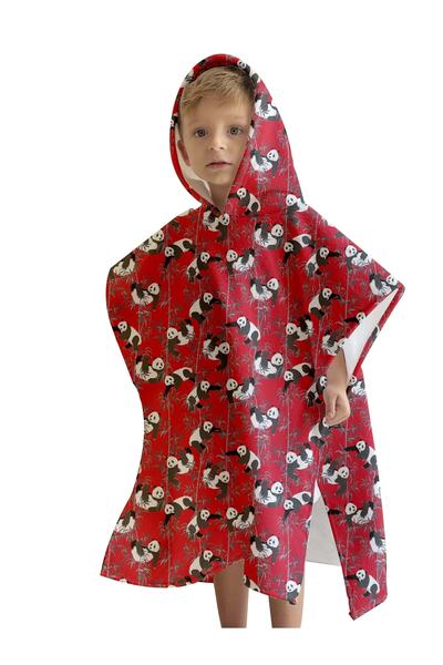 Miami Beach Hızlı Kuruyan Panda Desenli Çocuk Havlu Panço 712