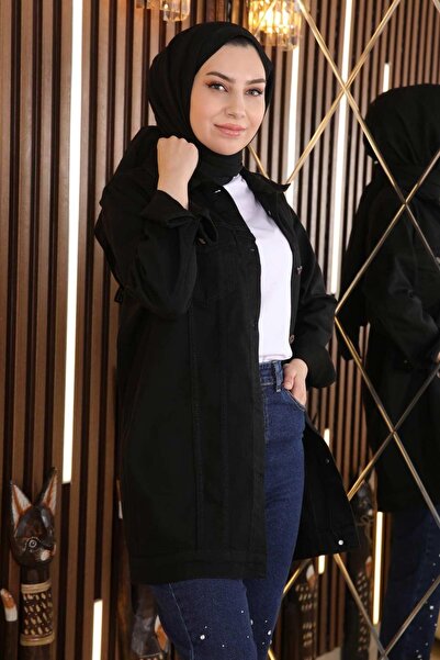 Modamihram Denim Jacket with Pockets Black 6034