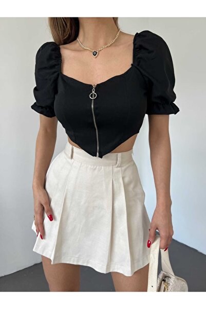 tomıross Γυναικεία μπλούζα με φερμουάρ στο κέντρο με μανίκια Blz-3103