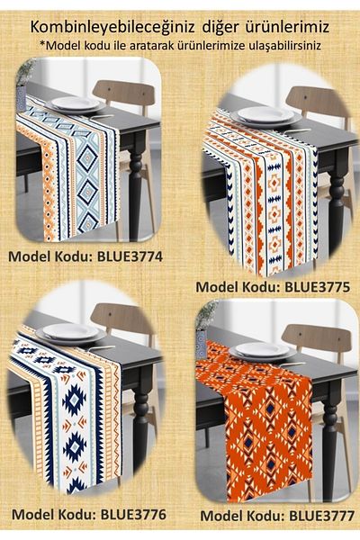 FUS BLUE Ethnic μοτίβο σετ με 8 μαξιλαροθήκες ριχτάρι